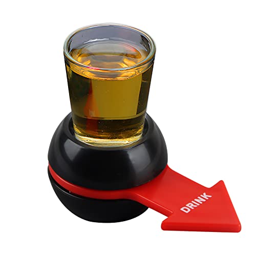 Taozoey Trinkspiel Spin The Shot, Beer Shot Spinner, Flaschendrehen mit Schnapsglas für Lustiges Party Trinkspiel, Drinking Game, Schwarz, Roter Pfeil von Taozoey