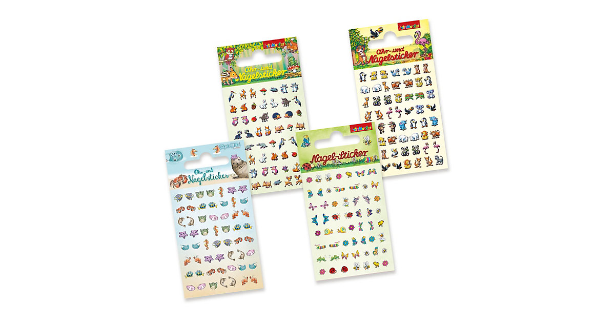 Ohr und Nagel Sticker Set 4tlg.,  Tiere bunt von TapirElla