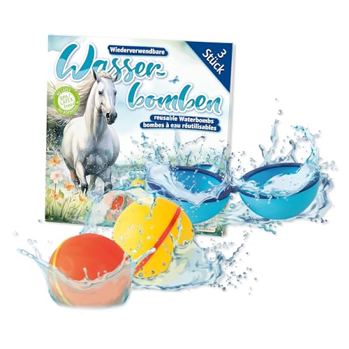 TapirElla Wasserballons 3er-Set – wiederverwendbar, Wasserbombe, Silikon, Magnetverschluss, Pferde Design, für Kinder & Erwachsene – Sommer Spielspaß für Garten, Pool & Outdoor Lutz Mauder von Tapirella
