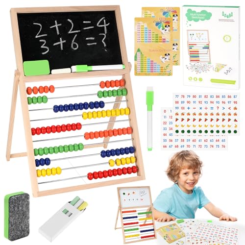 Tapvai Rechenschieber 1. Klasse, Rechenrahmen 100 Mehrfarbigen Perlen mit Magnetaufkleber, Abakus Spielzeug, Abakus Kinder, Abacus Mathe Abakus für Kinder mit 100 Perlen für Die Vorschulerziehung von Tapvai