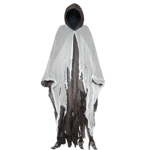 Halloween Costume Geister Umhang - Halloween Kostüm Gruselig, Sensenmann Kostüm Erwachsene, Gruselige Kostüme, Ghost Halloweenkostüm Für Damen Herren (Braun) von Tarange