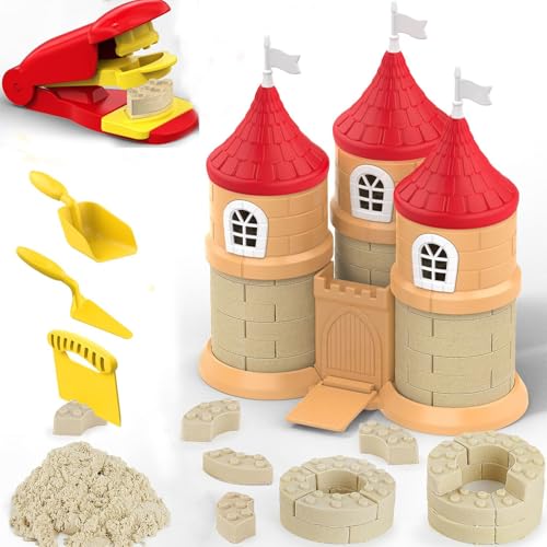 Kinetic Sand Haus Set Mit Ziegelform Und Werkzeuge, Ideal, Sensory Play Für Kinder Ab 3 Jahren, Kinetic Sand Set Kreatives Geburtstagsgeschenk Für Junge Und Mädchen (Burg) von Tarange