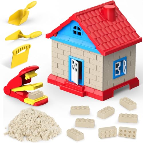 Kinetic Sand Haus Set Mit Ziegelform Und Werkzeuge, Ideal, Sensory Play Für Kinder Ab 3 Jahren, Kinetic Sand Set Kreatives Geburtstagsgeschenk Für Junge Und Mädchen (Haus) von Tarange