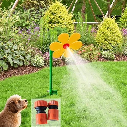Wassersprinkler Kinder Outdoor, Crazy Daisy Rasensprenger Kinder, Wassersprinkler Tanzende Blume, Rasensprenger Wasserspielzeug mit Gartenschlauch Anschluss (Gelb) von Tarange