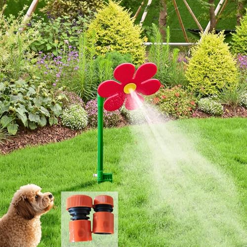 Wassersprinkler Kinder Outdoor, Crazy Daisy Rasensprenger Kinder, Wassersprinkler Tanzende Blume, Rasensprenger Wasserspielzeug mit Gartenschlauch Anschluss (Rot) von Tarange