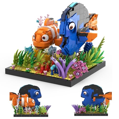 Tarcury Ozean Entdecker Bausatz - 886 Teile Aquarium Bausteine mit Doktorfisch, Clownfisch, Korallen & Wasserpflanzen, Lernspielzeug Aquarium Modell für Alle Altersgruppen von Tarcury