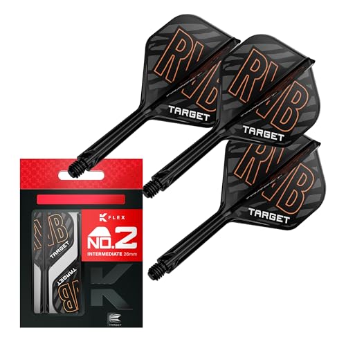 TARGET Darts Raymond Van Barneveld K Flex Flights und Shaft System, No.2 (Intermediate, 26mm) | 3er Pack Kflex All In One Flights, Player Edition Darts Zubehör | K-Flex Dart Schaft von Target Darts