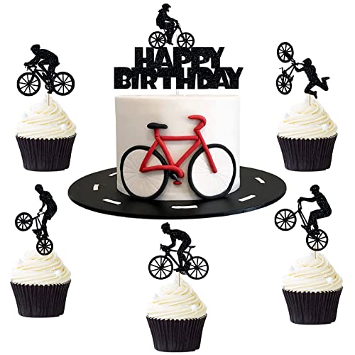 26 Stück Fahrrad Cupcake Topper, Kuchen Dekoration für Thema Party, Sport Party Dekoration, Kuchendeko Geburtstag für Mann Junge von Tarklanda