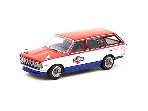Datsun Bluebird 510 Wagon Service Car Red and White with Blue Global64 Series 1/64 Diecast Model Car by Tarmac Works T64G-026-SC von Tarmac Works