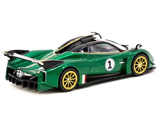 Pagani Huayra R #1 Verde Trifoglio Green Metallic w/Black Top and Gold Stripes Global64 Series 1/64 Diecast Model Car by Tarmac Works T64G-TL035-GR von Tarmac Works