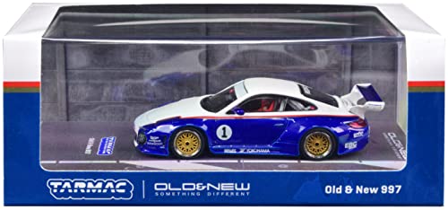 Tarmac T64-TL053-BLW Porsche 911 Old & New 997 blau/Weiss incl. Sticker Maßstab 1:64 Modellauto von Tarmac Works