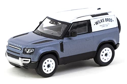 Tarmac T64G-019-BL Land Rover Defender 90 "Wilks Bros matt blau/Weiss Maßstab 1:64 Modellauto von Tarmac Works