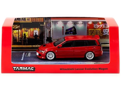 Tarmac Works Lancer Evolution Wagon RHD (Rechtslenker) Red Road64 Serie 1/64 Diecast Model Car T64R-042-RE von Tarmac Works