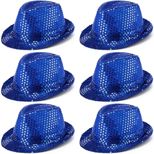 Tarpop Western-Paillettenhut, glitzernde Tanzhüte mit glänzenden Pailletten, für Damen und Herren, Königsblau, 6 Stück von Tarpop