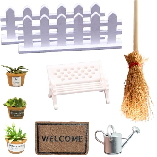 9 Stück Miniatur Garten Miniatur Deko, Miniatur Deko, Mini-Pflanzen Bank Besen Teppich Gießkanne Zäune, Puppenhaus Zubehör Garten, Miniatur Gartengeräte für DIY Garten Gartenhaus Deko 9 Stück Miniatur Garten Miniatur Deko, Miniatur Deko, Mini-Pflanzen Bank Besen Teppich Gießkanne Zäune, Puppenhaus Zubehör Garten, Miniatur Gartengeräte für DIY Garten Gartenhaus Deko von Tashce