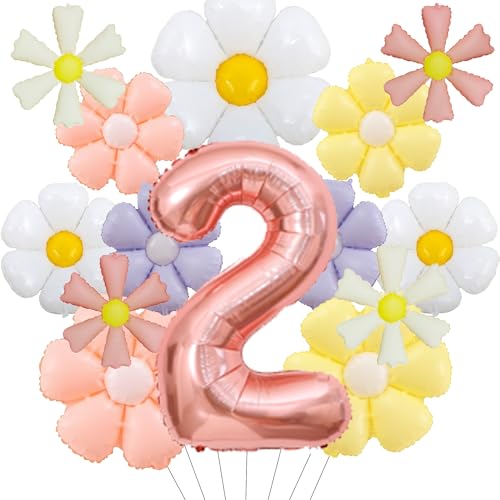 Gänseblümchen Deko 2 Geburtstag Mädchen Luftballons - 14 Stück Geburtstagsdeko Ballons Blumen Folienballon, XXL Zahlenballon für 2 Jahre Kindergeburtstag Dekoration Gänseblümchen Deko 2 Geburtstag Mädchen Luftballons - 14 Stück Geburtstagsdeko Ballons Blumen Folienballon, XXL Zahlenballon für 2 Jahre Kindergeburtstag Dekoration von Tasoraor