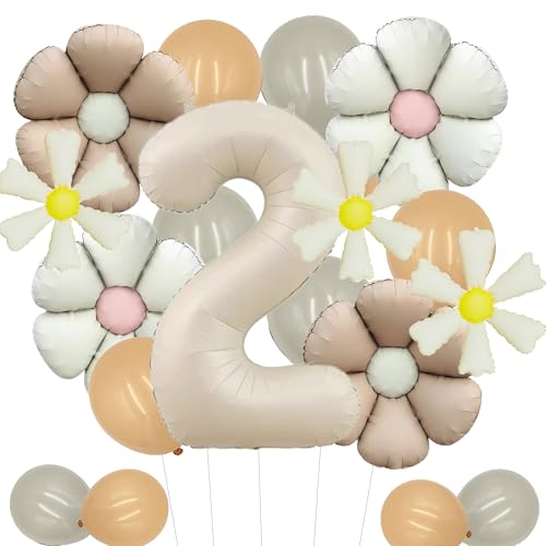 Gänseblümchen Deko 2 Geburtstag Mädchen Luftballons - 2. Geburtstagsdeko Blumen Folienballon Helium Ballons, XXL Zahlenballon für 2 Jahre Kindergeburtstag Dekoration Gänseblümchen Deko 2 Geburtstag Mädchen Luftballons - 2. Geburtstagsdeko Blumen Folienballon Helium Ballons, XXL Zahlenballon für 2 Jahre Kindergeburtstag Dekoration von Tasoraor