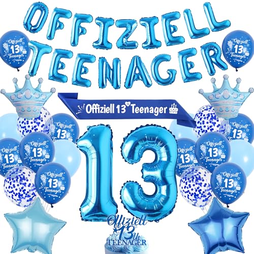 Tasoraor Deko 13. Geburtstag Junge Luftballons - 13 Geburtstagsdeko Offiziell Teenager Folienballon Tortendeko, Schärpe und XXL Zahlenballon für 13 Jahre Party Dekoration Tasoraor Deko 13. Geburtstag Junge Luftballons - 13 Geburtstagsdeko Offiziell Teenager Folienballon Tortendeko, Schärpe und XXL Zahlenballon für 13 Jahre Party Dekoration von Tasoraor