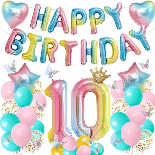 Tasoraor Luftballons 10. Geburtstag Deko Mädchen - 10 Geburtstagsdeko Happy Birthday Folienballon, Schmetterling Dekoration und XXL Zahlenballon für 10 Jahre Kindergeburtstag Tasoraor Luftballons 10. Geburtstag Deko Mädchen - 10 Geburtstagsdeko Happy Birthday Folienballon, Schmetterling Dekoration und XXL Zahlenballon für 10 Jahre Kindergeburtstag von Tasoraor