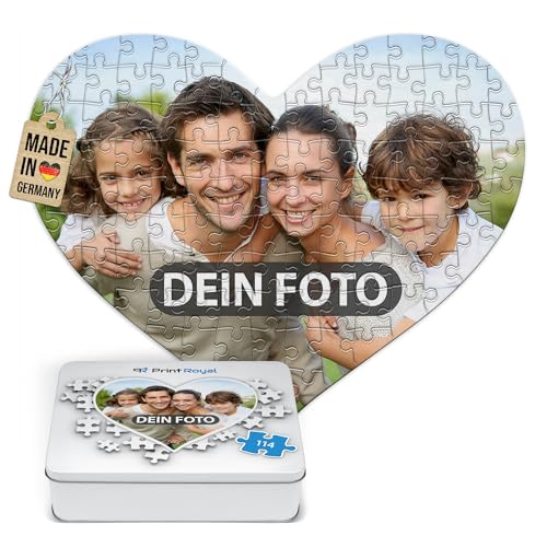 Foto-Puzzle 24-2000 Teile/inkl. Verpackung/mit eigenem Bild Bedrucken Lassen - Herzpuzzle 114 Teile, Metalldose von Tassendruck