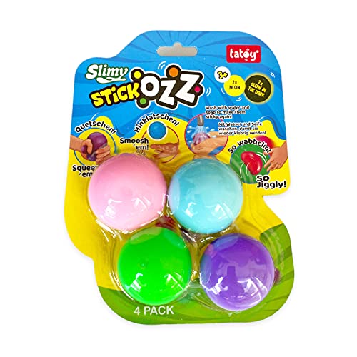 Tatoy Slimy StickOzz 4er Pack - 2 x Neon und 2 x GID Klebebälle zum Drücken, Quetschen und überall Hinwerfen, klebrige Spielbälle für Kinder, Sensory Antistress Fidget (ab 3 Jahre) Tatoy Slimy StickOzz 4er Pack - 2 x Neon und 2 x GID Klebebälle zum Drücken, Quetschen und überall Hinwerfen, klebrige Spielbälle für Kinder, Sensory Antistress Fidget (ab 3 Jahre) von Tatoy