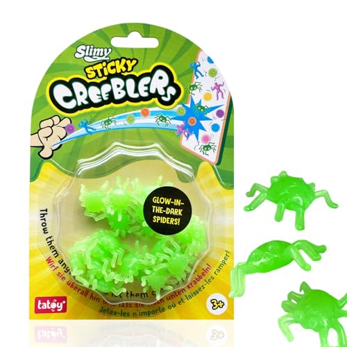 Tatoy Slimy Sticky Creeblers - GID Spider - Original Wandkrabbler, Super Heros und Glow-in-The-Dark Glibber Spinnen, klebrige Fensterläufer, Sensory Antistress Fidget für Kinder (ab 3 Jahre) von Slimy