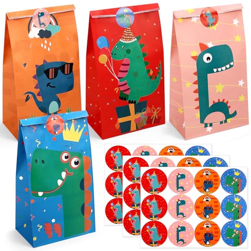 Tatxmalv 24 Stück Dinosaurier Papiertüten, 24x13x8cm Klein Geschenktüten, Kindergeburtstage Bunte Candy Tüten mit 36 Aufkleber für Kindergeburtstag, Verpacken von Geschenken Tatxmalv 24 Stück Dinosaurier Papiertüten, 24x13x8cm Klein Geschenktüten, Kindergeburtstage Bunte Candy Tüten mit 36 Aufkleber für Kindergeburtstag, Verpacken von Geschenken von Tatxmalv