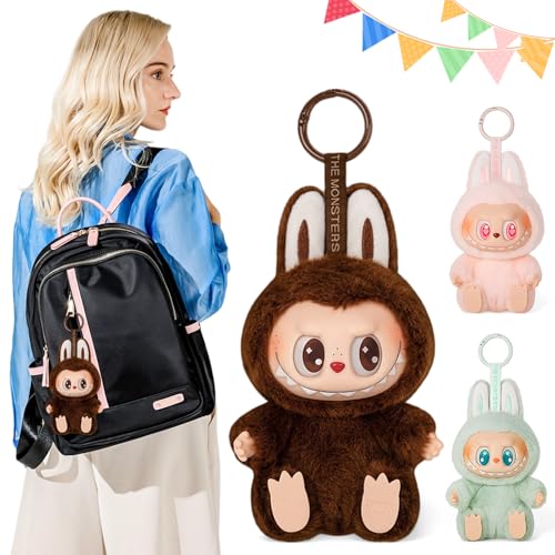 Taufe Labubu Plush Keychain,19 cm Labubu Plüsch Schlüsselanhänger,Labubu Keychain,Labubu Kuscheltier,Labubu Plush Doll Keychain,Labubu Plüschtier Keychain,Perfekt für Schulranzen Dekoration(Braun) von Taufe