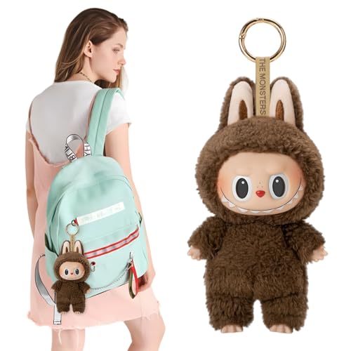 Taufe Labubu Plush Keychain,22 cm Labubu Plüsch Schlüsselanhänger,Labubu Keychain,Labubu Kuscheltier,Labubu Plush Doll Keychai,Labubu Plüschtier Keychai,Perfekt für Schulranzen Dekoration(Braun) von Taufe
