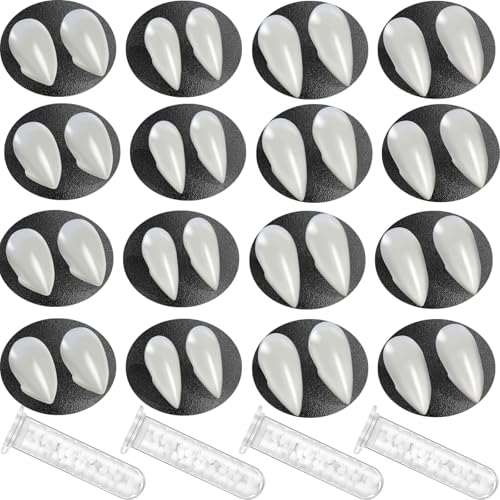 16 Paar Vampirzähne für Cosplay-4 Größe gefälschte Zähne mit 4 Röhren, fester Kleber für Halloween-Requisiten, Anime-Party-Dress Up Kostüm, Maskerade, Zubehör, Geschenk für Weihnachtsfeier von Tavery