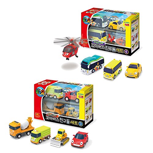 Tayo Little Bus Friends Mini-Autospielzeug, 8-teiliges Set (Ver.3 + Ver.4) Helikopter von Tayo