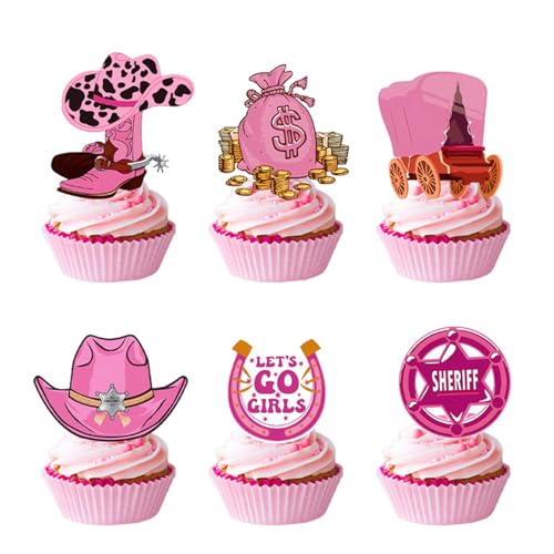 Cupcake-Topper mit Cowgirl-Motiv "Happy Birthday", rosa Glitzer, Western-Thema, Geburtstag, Cupcake-Topper, Wilder Westen, Kuchenspieße für Cowgirl-Mädchen, Nachtgeschenke, Western-Cowboy-Dekorationen Cupcake-Topper mit Cowgirl-Motiv "Happy Birthday", rosa Glitzer, Western-Thema, Geburtstag, Cupcake-Topper, Wilder Westen, Kuchenspieße für Cowgirl-Mädchen, Nachtgeschenke, Western-Cowboy-Dekorationen von Tbay