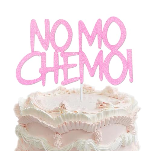 No Mo Chemo-Kuchenaufsatz, rotgoldener Glitzer, krebsfrei, Kuchendekoration für Krebsüberlebende, Feiern, krebsfreie Party-Dekorationen von Tbay
