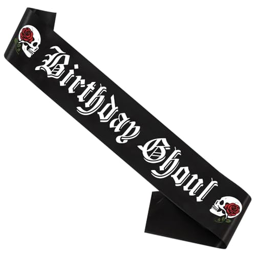 Tbay Geburtstag Ghoul Schärpe, Halloween Gothic Schärpe HBD Mädchen Zubehör für Frauen Halloween Goth Gruselige Emo Horror Geburtstag Dekorationen Zubehör von Tbay