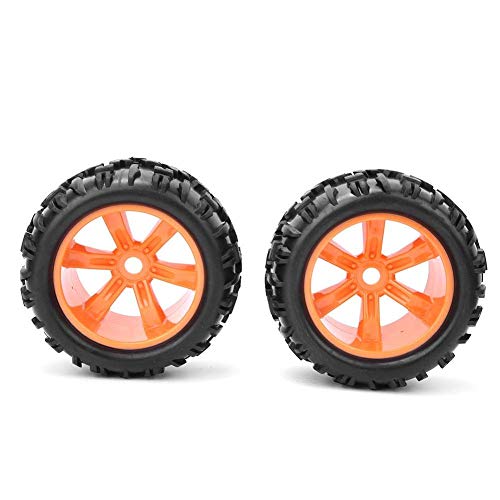 2Pcs Wheels Reifen, 1/8 Scale RC Car, Duravle Rubber Tyres Hubs Zubehör Fit für ZD Racing 8477 RC Car(Orange) von Tbest
