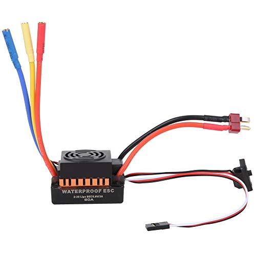 Brushless ESC, Touch-Programmierung HOBBYFANS 60a Hochwertige ABS-Materialien Brushless ESC Sensorlose elektronische Geschwindigkeitsregelung mit 4.0 Bananenkopf für RC-Car(Orange) von Tbest