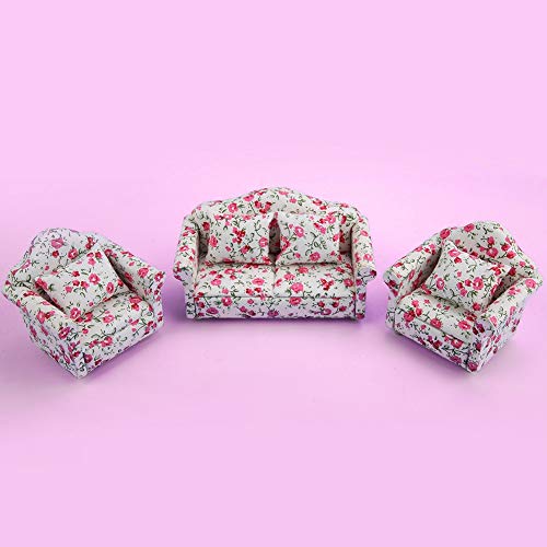 Mini-Sofa für Puppen, Sofaset mit goldenen Muttern für Möbel, Zubehör RC Roboter RC (kleine Blumenbündel) von Tbest