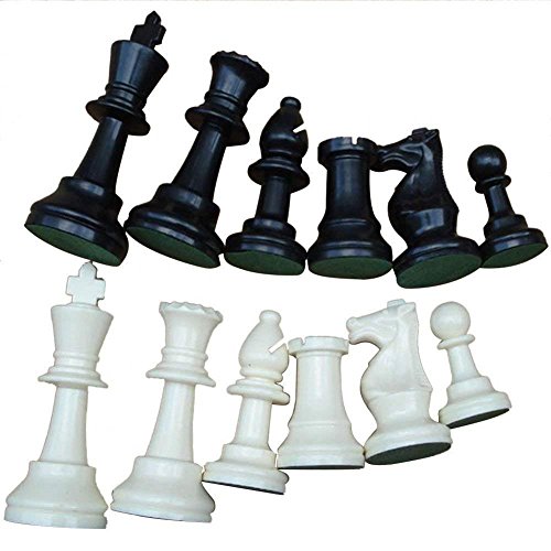 Schachspiel Kunststoff,Schachfiguren Holz,Kunststoff Schachspiel Ersatz Für Internationale Turniere Schwarz Und Weiß 32 Stück Insgesamt(77 Mm Ist Der Große) von Tbest