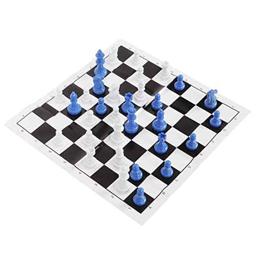 Schachspielset nach Internationalem Standard, Schachspiel aus Kunststoff mit Schachbrett, Schachspiel mit Schachbrett für Camping-Reisen Im Freien (Blau und weiß) von Tbest