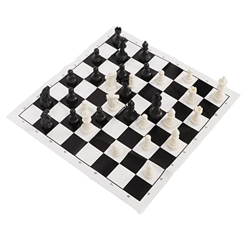 Schachspielset nach Internationalem Standard, Schachspiel aus Kunststoff mit Schachbrett, Schachspiel mit Schachbrett für Camping-Reisen Im Freien (Schwarz-Weiss) von Tbest