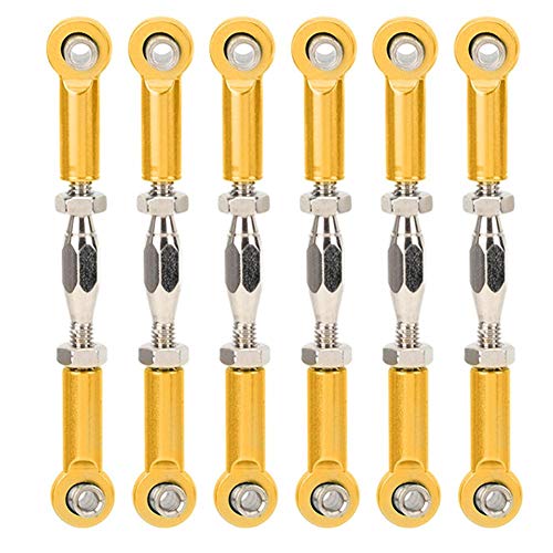 T best RC Zugstange, 6 Stücke Einstellbare Servo Links Spurstange Aluminiumlegierung Spannschloss Rod Linkage Set für RC Hobby Auto Modell(Gold) von Tbest