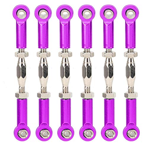 T best RC Zugstange, 6 Stücke Einstellbare Servo Links Spurstange Aluminiumlegierung Spannschloss Rod Linkage Set für RC Hobby Auto Modell(Lila) von Tbest