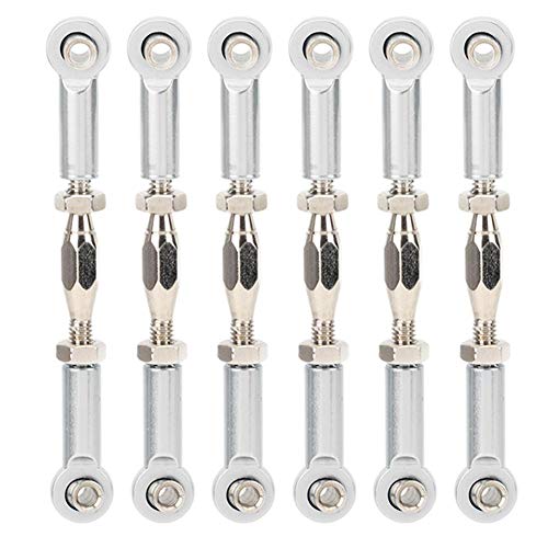 T best RC Zugstange, 6 Stücke Einstellbare Servo Links Spurstange Aluminiumlegierung Spannschloss Rod Linkage Set für RC Hobby Auto Modell(Silber) von Tbest