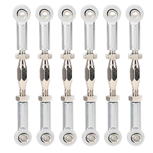 T best RC Zugstange, 6 Stücke Einstellbare Servo Links Spurstange Aluminiumlegierung Spannschloss Rod Linkage Set für RC Hobby Auto Modell(Silber) von Tbest