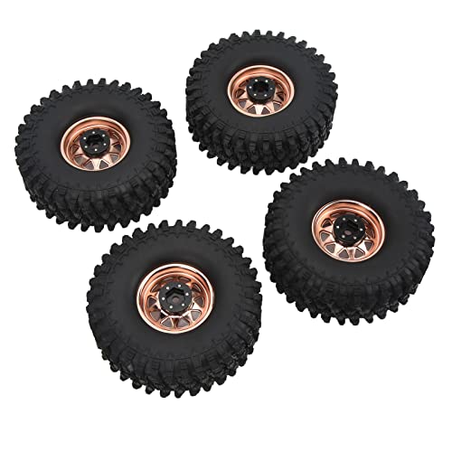 Tbest 1/10 Skala RC -Autoräder Reifen Langlebig Gummi -Eisen Upgrade Zubehör für SCX10 1/10 Fernbedienungsauto (Kupfer) von Tbest