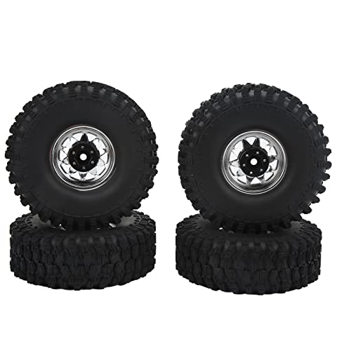 Tbest 1/10 Skala RC -Autoräder Reifen Langlebig Gummi -Eisen Upgrade Zubehör für SCX10 1/10 Fernbedienungsauto (Silver) von Tbest