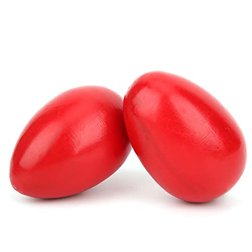 Tbest 2pcs Hölzerne Eierspielzeug, Bequeme Grip Uniform Sound Kinder Kinder Musikinstrumente Sensorische Spielzeuge (SY-63 rot) von Tbest