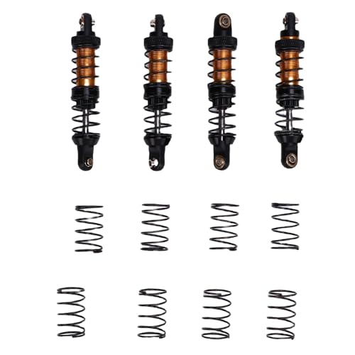 Tbest 4pcs RC -Auto -Stoßdämpfer, 70 Mm Doppelstufe Feder RC -Dämpfer -Upgrade -Teile für 1/10 Fernbedienungsautos (Gold) von Tbest