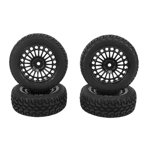 Tbest 4pcs RC -Autoreifen, 75x28mm Multi -Spoke -Entlüftungssymmetrische Muster 1/16 Rallyeräder für 1/10 auf Road Car (Black) von Tbest
