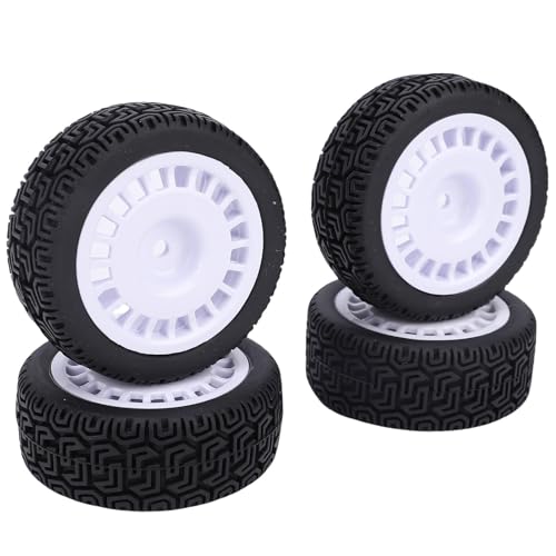 Tbest 4pcs RC -Autorreifen, Upgrades Gummi -Anti -Slip -Labyrinth -Muster 70x26mm 1/16 Rallye - für 1/10 RC -Auto (White) von Tbest